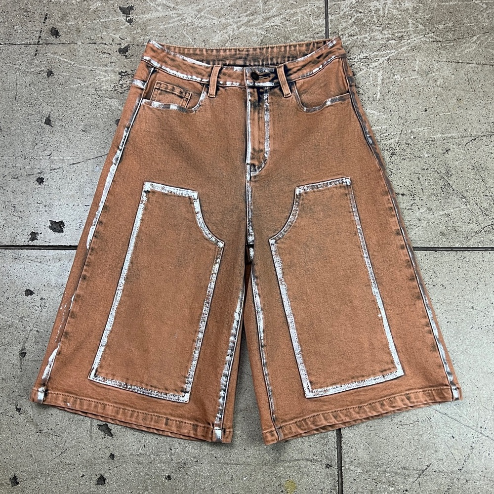 💚 3243. Denim Silver Outline Jorts